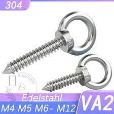 Augbolzen Ringschraube Hakenschraube Ösenschraube Edelstahl V2A A2 Holz Gewinde