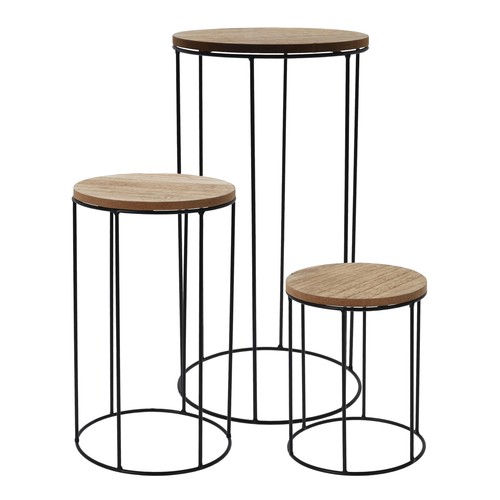 Holz blumen hocker 3er - holz,