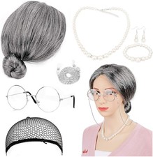 Oma Kostüm Perücke Brille