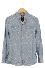 G-Star RAW Hemdbluse Damen Langarm Lyocell Blau Muster Gr. M 38 Casual sehr gut
