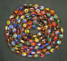 120 cm Collier Perle Millefiori Murano Ancien Antik Venezianische Glasperlen Halskette