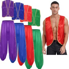 DE iEFiEL Herren Aladin Kostüm Arabischen Prinz Weste und Hose Weste Haremshose