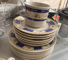 Wellco Design Geschirr Set Zitronen Blau Gelb- Vintage Keramik