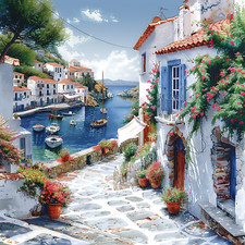 Wandbild Dorf Küste