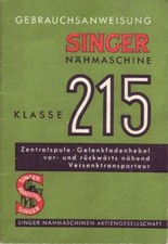 Gebrauchsanweisung SINGER Nähmaschine Klasse 215