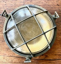 Außen-Wandlampe maritim, Bootslampe Messing Glas IP64 Haus Garten Ø21 cm E27