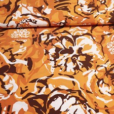 Stoff Viskose Slinky Jersey abstrakt Blumen orange terra weiß braun Kleiderstoff