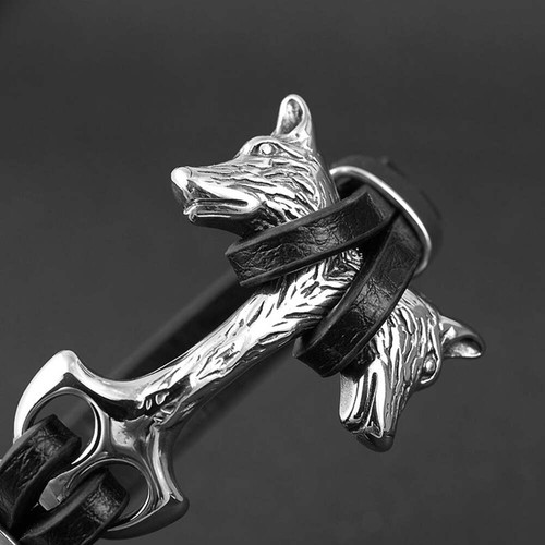 Herren lederarmband wolf - herren,