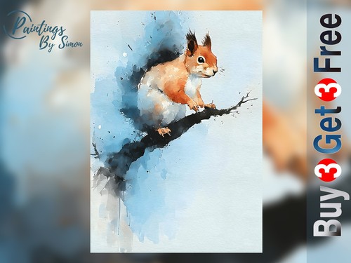 Rotes eichhörnchen - rotes, 5"x7"