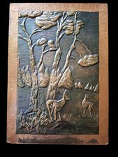 Bild Kupfer Relief Rehe