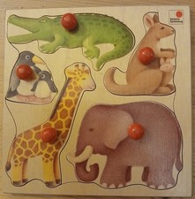 Selecte Holzpuzzle, Greifpuzzle, Zoo, 5 teilig