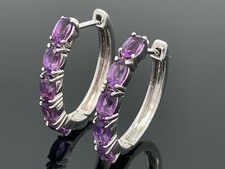 CREOLEN AUS 925/- SILBER RHODINIERT MIT AMETHYST  SCHMUCKJAGD