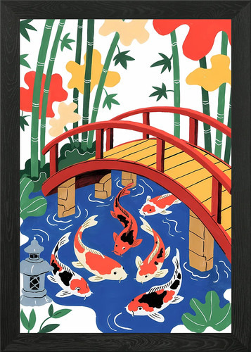 Koi teich mit - teich, brücke
