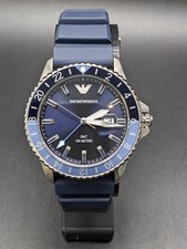 Emporio Armani AR11592 Uhr Herren 10ATM Quarz Silikon Edelstahl 42 mm Blau