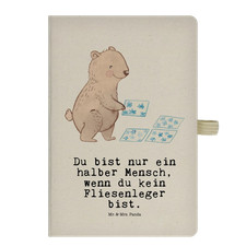 Baumwoll Notizbuch Fliesenleger Herz - Geschenk Schreibbuch Bad Kladde