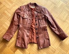 70´s Vintage Boho Lederjacke  Lederblazer cognac braun Gr. 34 XS S