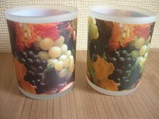 2x Teelichtglas Kerzenständer Kerzenhalter 8,5 cm hoch robustes Glas Weinmotiv