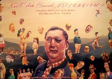 Manfred Deix KÜSS DIE HAND, ÖSTERREICH! Originalplakat EA von 1987 gerollt