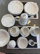 Geschirrset Mitterteich Bavaria Germany White Blue Tea Coffee Set & plates 36 Pi