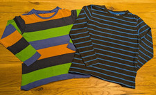 2 dünne Basic Pullover, gestreift, mehrfarbig, schwarz-blau, Jungen Gr. 110/116