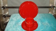  MELITTA Stockholm Ceracron rot, Kaffeegedeck, 3 tlg, Vintage 70er pur, retro