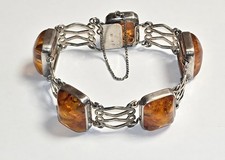 29 Gramm Fischland 835 er Silber Bernstein Armband Armkette Armreif