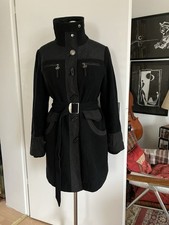 WISSMACH Mantel 42 Schwarz mit Gürtel,60% Wolle,Taschen,Isoliert,warm,Stehkragen