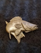 Brown No.24 Zander Fisch Angler Pin Anstecker Silber Stempel Signed 7,2gr. 3,2x3