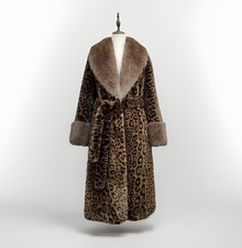 Luxus Pelzmantel Mittellang Wintermantel Fuchskragen Fellmantel Jaguar