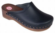 Berkemann Natur-Toeffler 0407-900, Holzclogs Leder schwarz Gr. 3-13