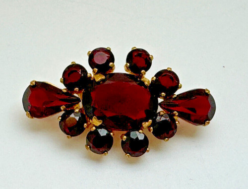 Alte strass brosche - alte, granat