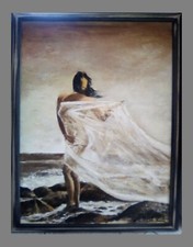 FRAU, UNIKAT, KUNST, MALEREI, ÖL Gemälde, HANDGEMALT, HOLZ, XXL BILD, ORIGINAL, 
