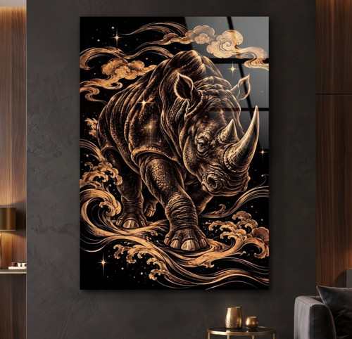 Wandbild nashorn porträt - nashorn,