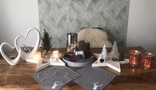Dekorationspaket Weihnachtsdeko Winterdeko Vasen Windlicht Holz Tablett Figuren