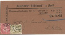 SCHWEIZ 1882 2 C. u 10 C. Sitzende Helvetia Faserpapier, selt. 2-Farbenfrankatur