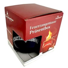 Feuerzangentasse Präsentbox Becher blau Keramik mit Zucker‑Hütchen & Rezeptheft