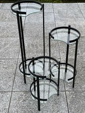 Blumenregal Metall, schwarz Glasböden, 2 Blumentische, je 2 Böden 31x46, 31x90