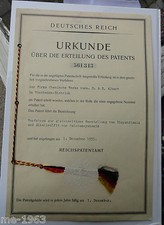 original Deutsches Reich Patenturkunde  1931 Wiesbaden Bieberich Patent