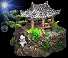 Aquarium Deko 🍀 TEMPEL HAUS 🍀 mit Höhle Dekoration Zubehör Asien Terrarium