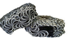 Vintage 2er Set Spitzen Bänder Bordüren Zierborte zum Nähen schwarz weiß 9,10m