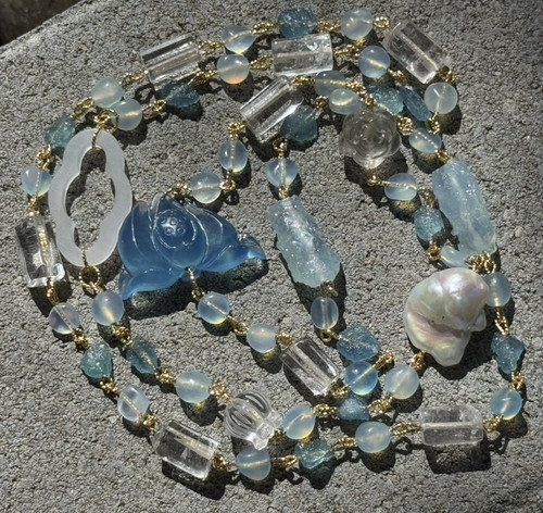 Lange kette aquamarin - kette,