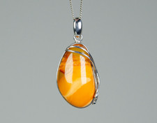 Silber - vintage Anhänger - Butterscotch-Bernstein