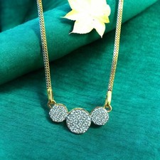 Pavé 0,67 cts F/VS1 Runder Brillantschliff Diamanten Trio Halskette 14K Gelbgold