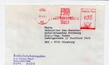 Brief AFS Freistempel Bezirksarbeitsschutzinspektion Suhl 26.2.90 nach Würzburg