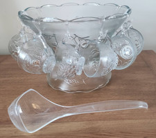 Vintage BOUNTY Glas Bowle Schüssel Set mit Ständer - 9 Tassen & Schöpfkelle - Originalkarton