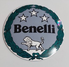 Benelli - Pesaro Emailschild MAKELLOS Werkstatt Motorrad Garage Tür Schild
