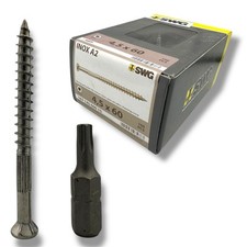 SWG Zaunbauschrauben Holzschrauben  4,5x60mm 100Stk.  Edelstahl A2 + Bit /C2P3