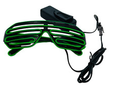 Sonnenbrille "NEON" Grün LED Brille Party Leuchten Rasterbrille Sound