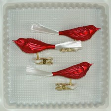 Lauschaer Glas Christbaumschmuck Vögel Glas rot matt mundgeblasen