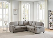 Graues Echtleder Ecksofa
